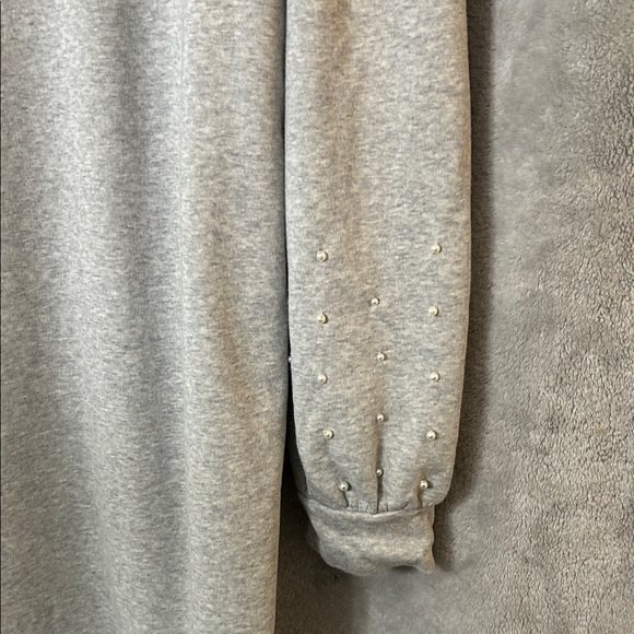 Loft Chic Gray Beaded Sleeve Sweatshirt Dress - Picture 8 of 11